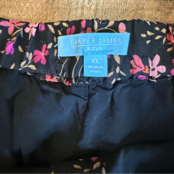 Draper James RSVP Floral Midi Skirt XL Black Pink Button Front Stretch Waist - Picture 5 of 5